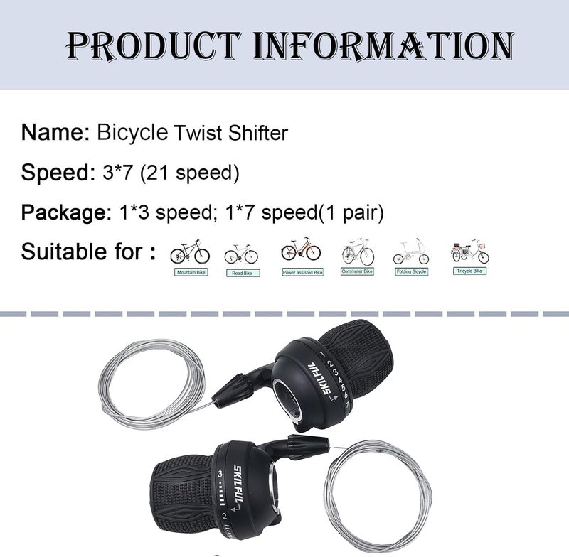 THALOUS Bicycle Twist Shifter Lever 3x7 3x6 Speed Revoshift Lever 21 18 Speed Twist Grip Gear for MTB Mountain Bike 1 Pair - Image 2